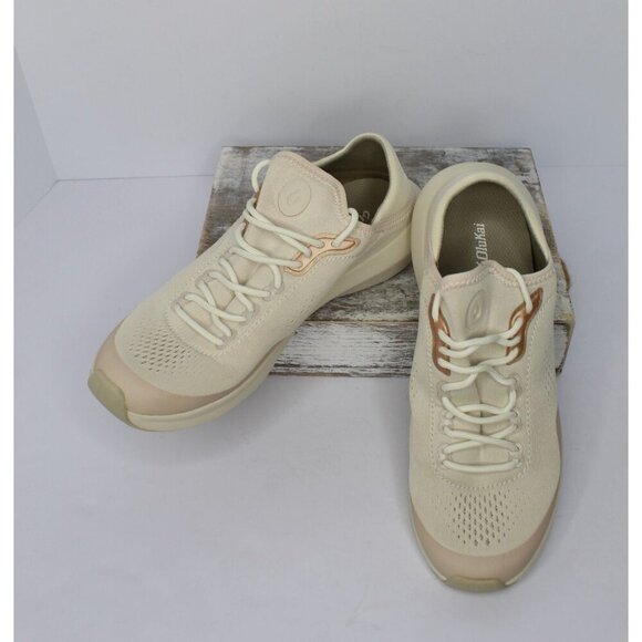 OluKai KAHOLO Slip On Shoes Womens Size 9.5 Beige Canvas Loafers Boat Shoes NWOB - Picture 2 of 12